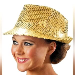 GROOVY GLAM Gold Sequin Fedora Unisex Party Hat